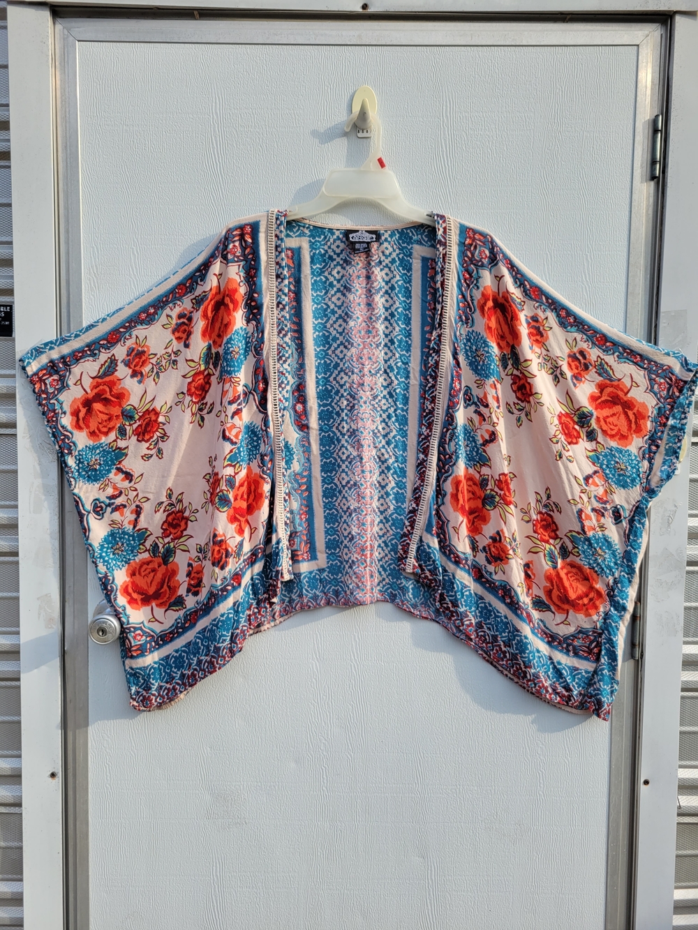 Angie Floral Kimono in Coral and Turquoise